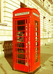 Image showing Retro looking London telephone box