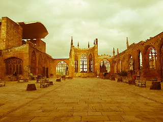 Image showing Retro looking Coventry Cathedral ruins