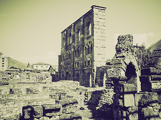 Image showing Vintage sepia Roman Theatre Aosta