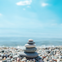 Image showing zen-like stones on beach