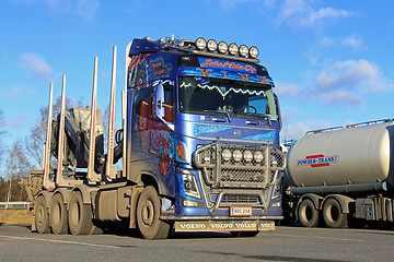 Image showing Blue Volvo Logging Truck