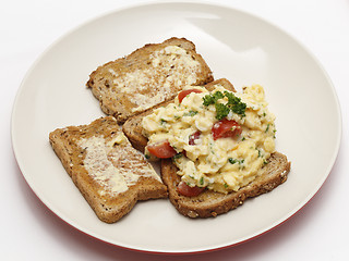 Image showing Scrambled egg, high angle