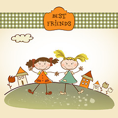 Image showing two little girls best friends