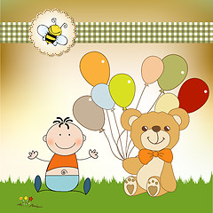 Image showing baby shower card with cute teddy bear