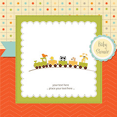 Image showing baby  shower card with toy train