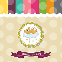 Image showing baby shower card with sleepy teddy bear