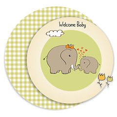 Image showing baby shower card with baby elephant and his mother