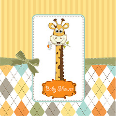 Image showing new baby announcement card with giraffe