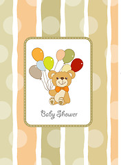 Image showing baby shower card with cute teddy bear