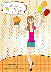 Image showing Sweet Sixteen Birthday card with young girl