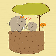 Image showing baby shower card with baby elephant and his mother