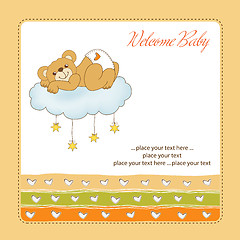 Image showing baby shower card with sleepy teddy bear