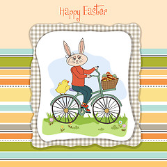 Image showing Easter bunny with a basket of Easter eggs