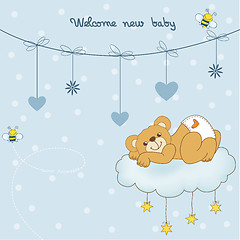 Image showing baby shower card with sleepy teddy bear