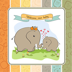 Image showing baby shower card with baby elephant and his mother