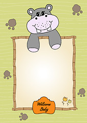 Image showing cute baby shower card with hippo