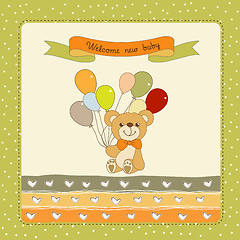 Image showing baby shower card with cute teddy bear