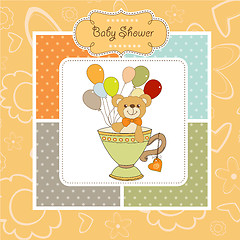 Image showing baby shower card with cute teddy bear