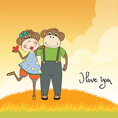 Image showing monkeys couple in love