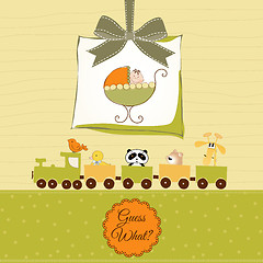 Image showing baby shower card with cute stroller