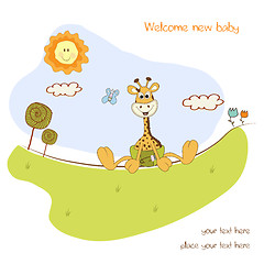 Image showing baby shower card with baby giraffe