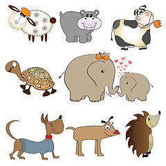 Image showing funny animals cartoon set isolated on white background