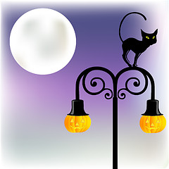 Image showing lantern with pumpkins