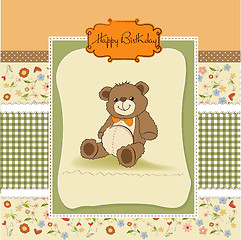 Image showing birthday card with a teddy bear