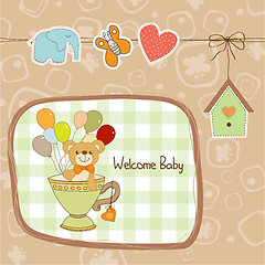 Image showing baby shower card with cute teddy bear