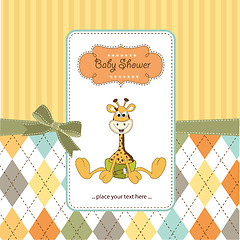 Image showing baby shower card with baby giraffe