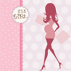 Image showing baby announcement card with beautiful pregnant woman