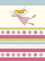 Image showing welcome baby girl card with little fairy
