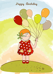 Image showing birthday greeting card with girl