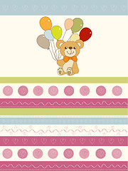 Image showing baby shower card with cute teddy bear