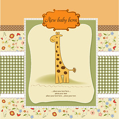 Image showing new baby announcement card with giraffe