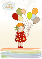 Image showing birthday greeting card with girl