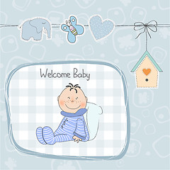 Image showing new baby announcement card with little baby