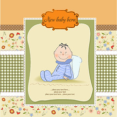 Image showing new baby announcement card with little baby