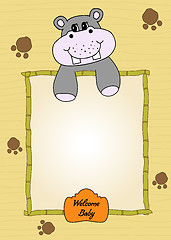 Image showing cute baby shower card with hippo