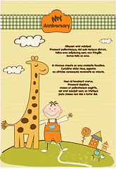 Image showing customizable anniversary card with giraffe and baby boy