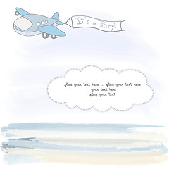 Image showing baby boy announcement card with airplane