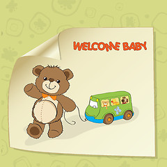 Image showing baby shower card with cute teddy bear