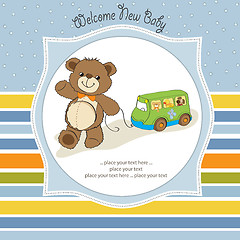 Image showing baby shower card with cute teddy bear