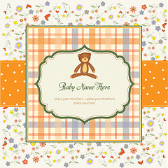 Image showing baby shower card with teddy bear toy