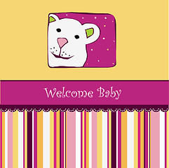 Image showing baby shower card with teddy bear toy