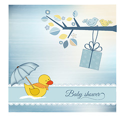 Image showing baby  shower card with duck toy