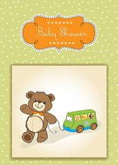 Image showing baby shower card with cute teddy bear