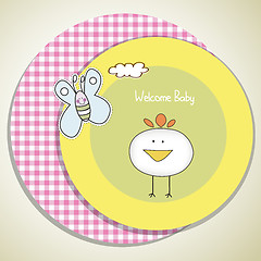 Image showing new baby announcement card with chicken