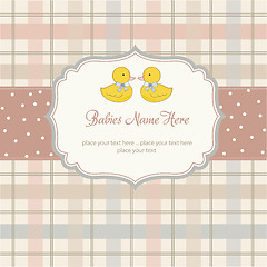 Image showing delicate babies twins shower card