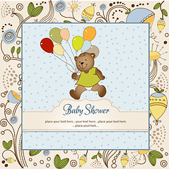 Image showing baby shower card with cute teddy bear